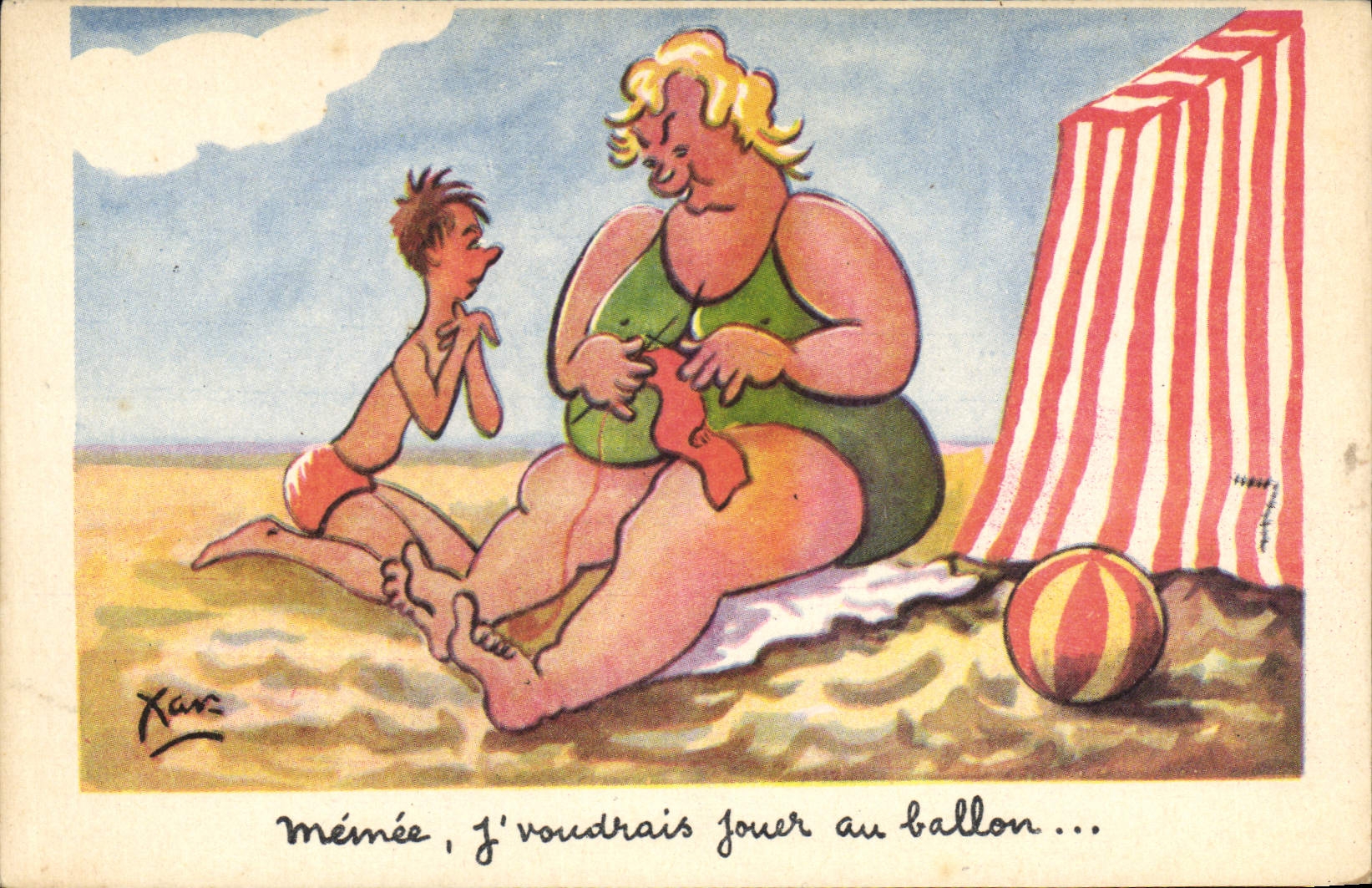 VINTAGE POSTCARD Fantaisie Illustrator Xan Memee I would like to play balloon