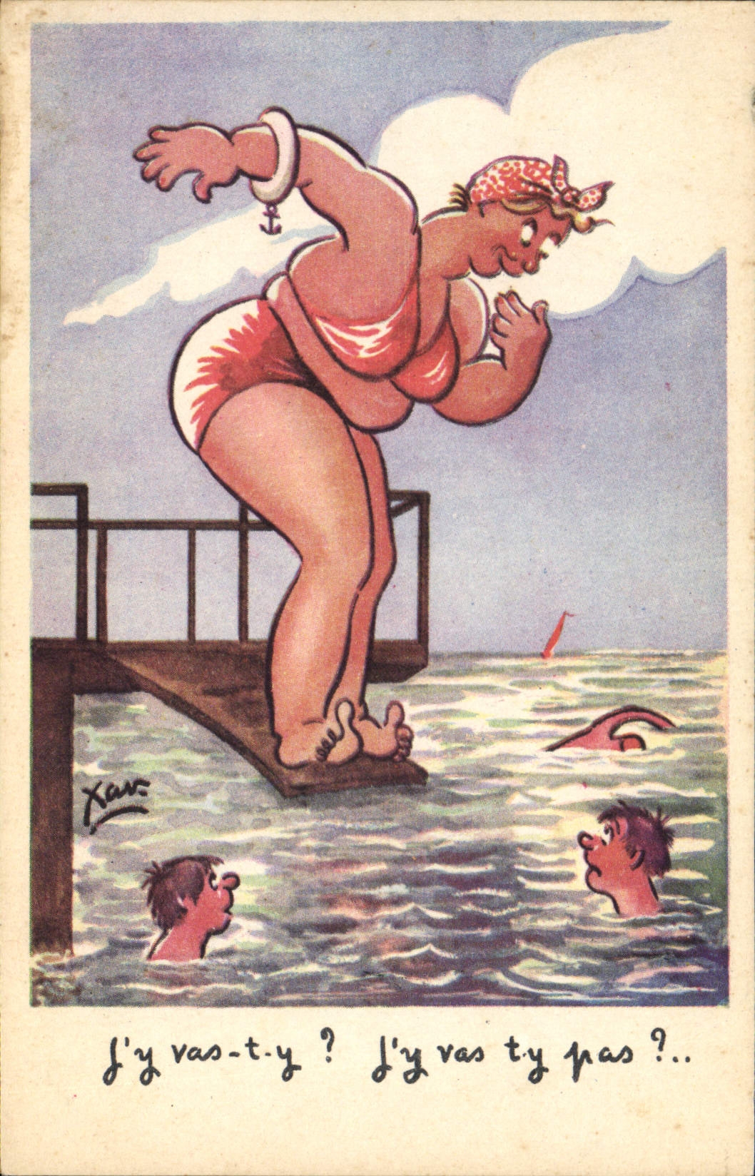 VINTAGE POSTCARD Fantaisie Xan Illustrator I go there T there