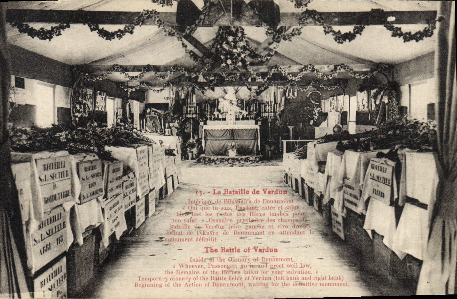 VINTAGE POSTCARD Militaria the battle of Interior Verdun of the ossuary of Douaumont