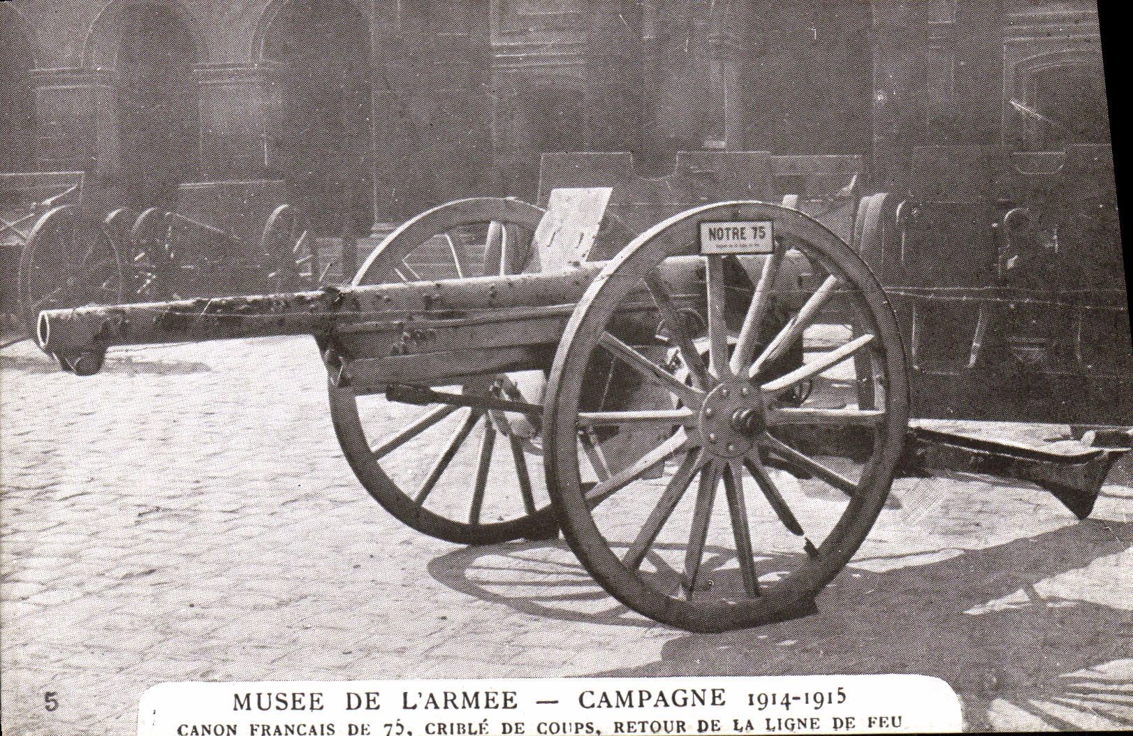 Museo de Militaria de la POSTAL de la VENDIMIA del francés el ejército de Canon de la pantalla 75 de la vuelta de los soplos de la línea de fuego