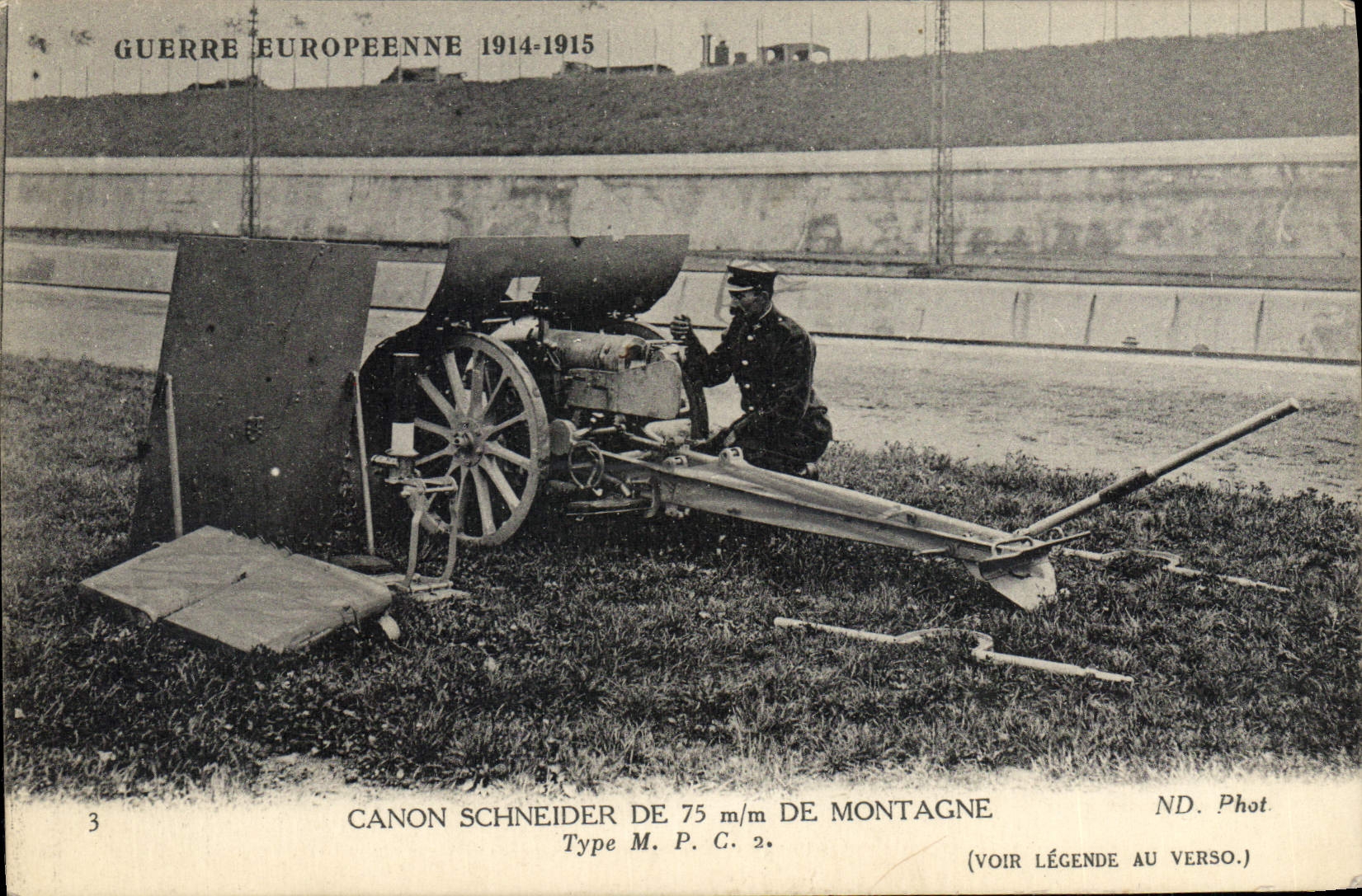 VINTAGE POSTCARD Militaria Canon de Schneider of 75mm of mountain