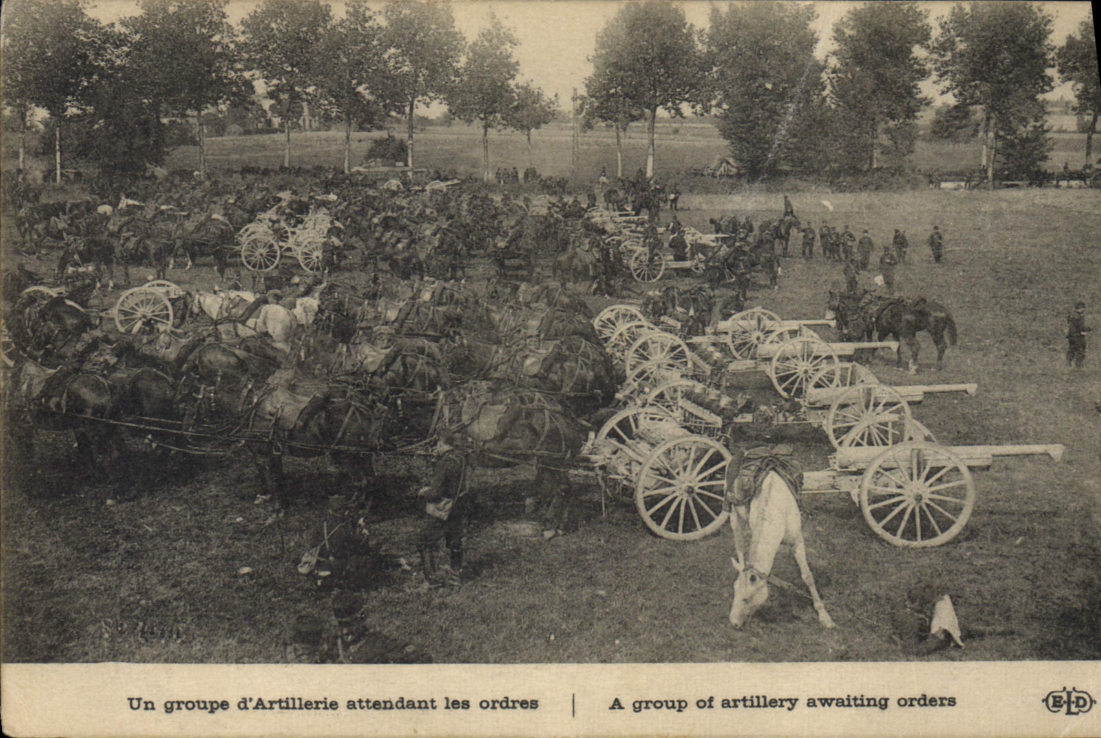 VINTAGE POSTCARD Militaria a group of artillery awaiting the orders Guns