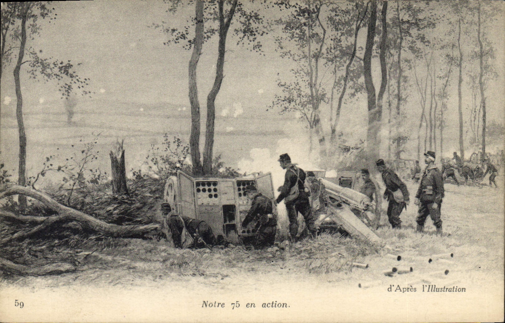 CPA Militaria Notre 75 en action