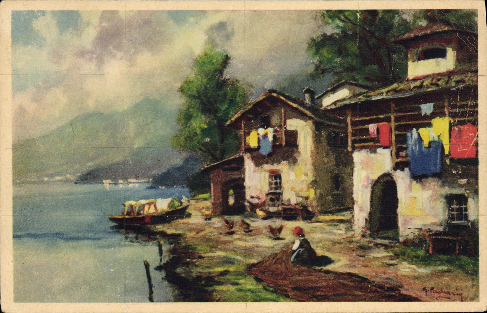 CPA Fantaisie Illustrateur Petites maisons