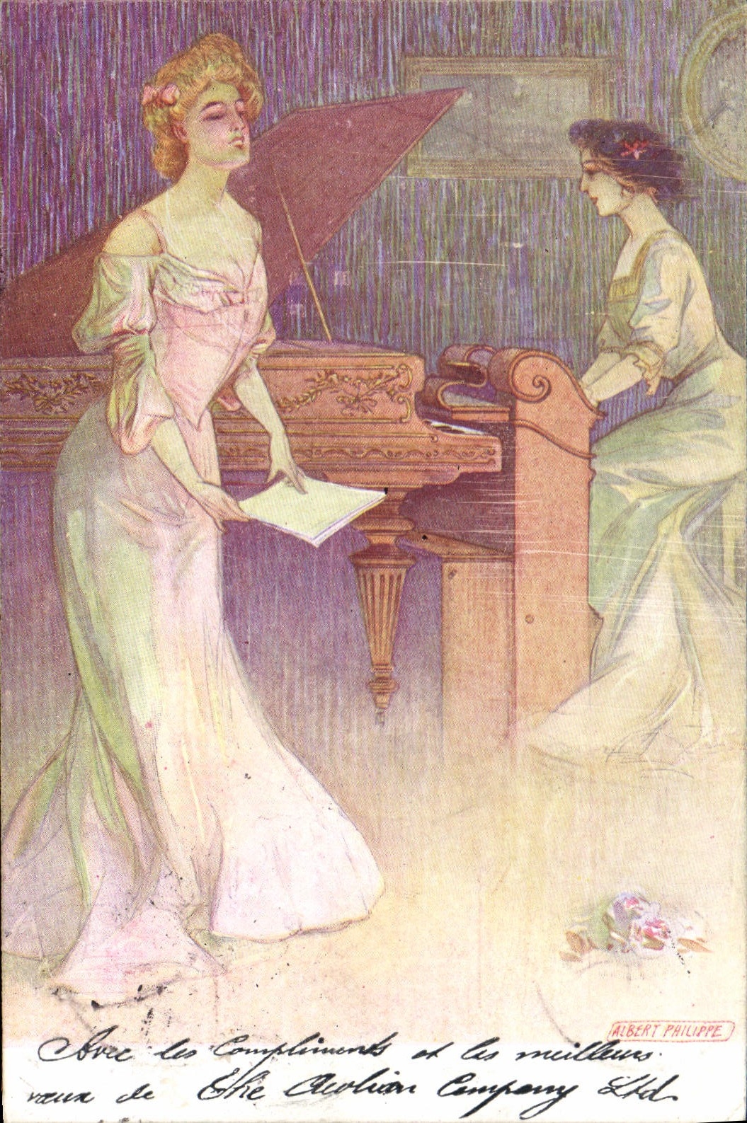 CPA Fantaisie Illustrateur Femme Albert Philippe Piano