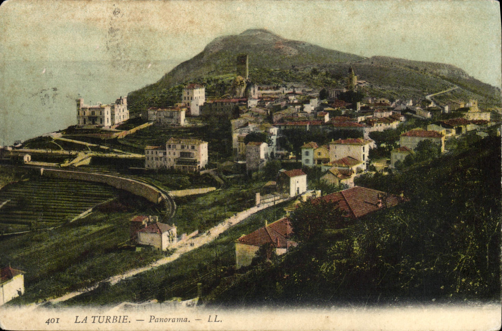 Panorama de la POSTAL de la VENDIMIA La Turbie