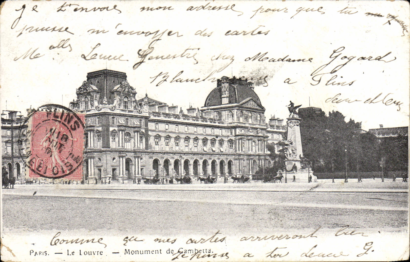CPA Paris Le Louvre Monument de Gambetta