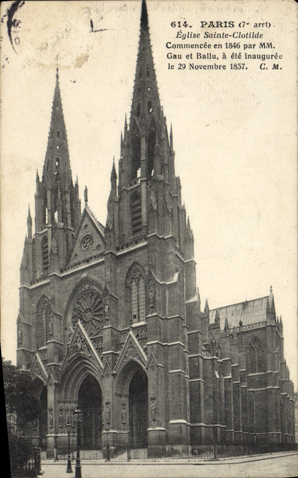 VINTAGE POSTCARD Paris Church Sainte Clotilde