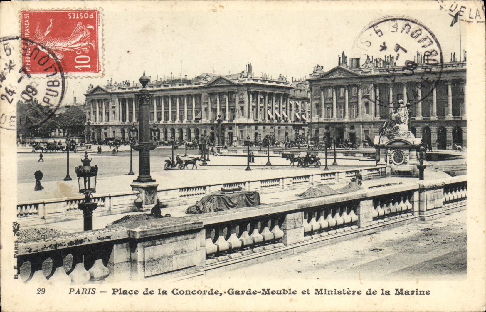 VINTAGE POSTCARD Paris Place Harmony Keeps Piece of furniture and Ministry for the Navy
