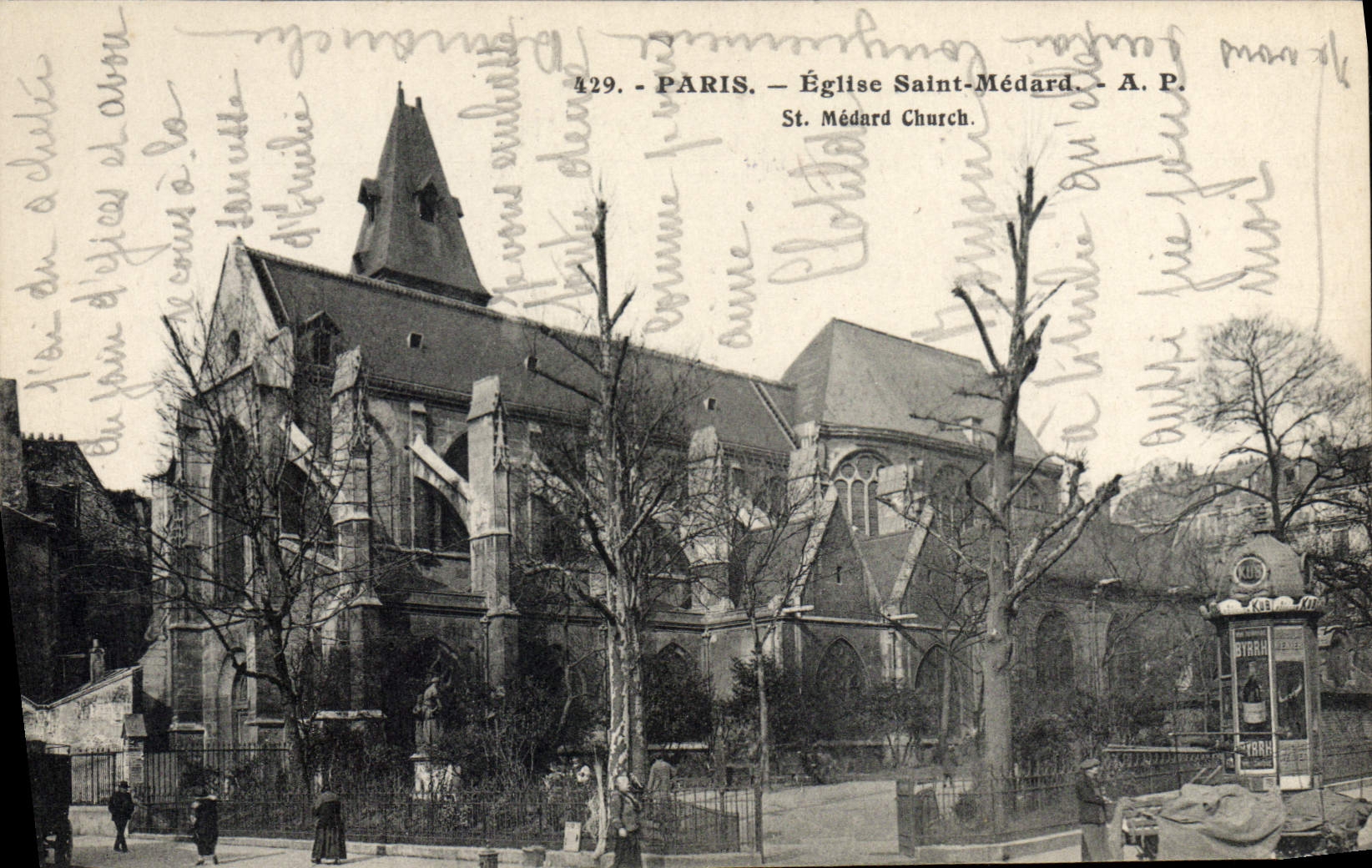 VINTAGE POSTCARD Paris Church Medard Saint