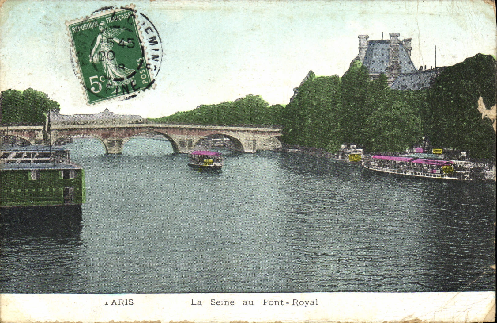 CPA Paris La Seine au pont Royal