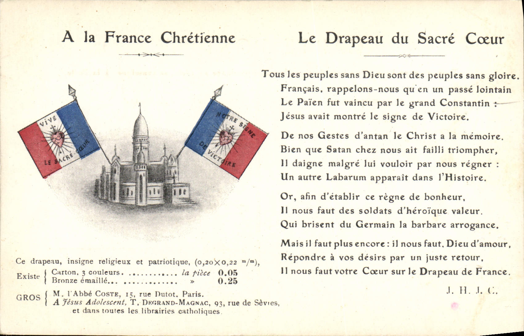 CPA Drapeaux Le drapeau du Sacre Coeur Paris