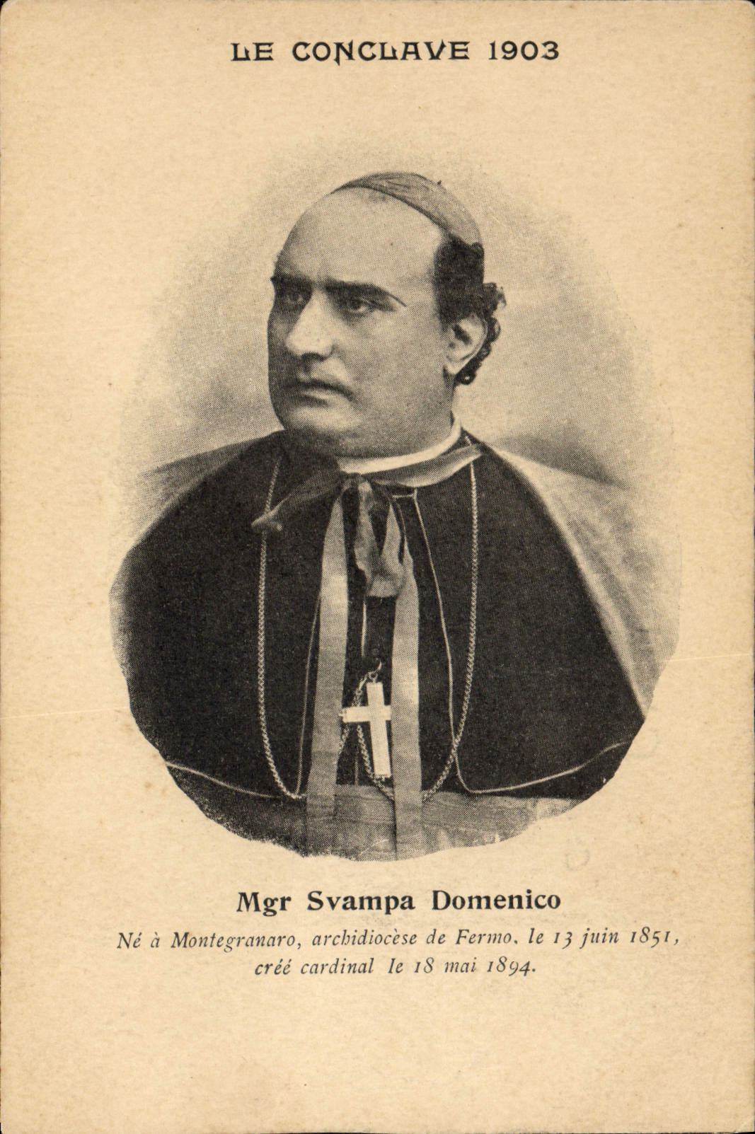 VINTAGE POSTCARD Conclave 1903 Mgr Svampa Domenico Montegranaro Fermo