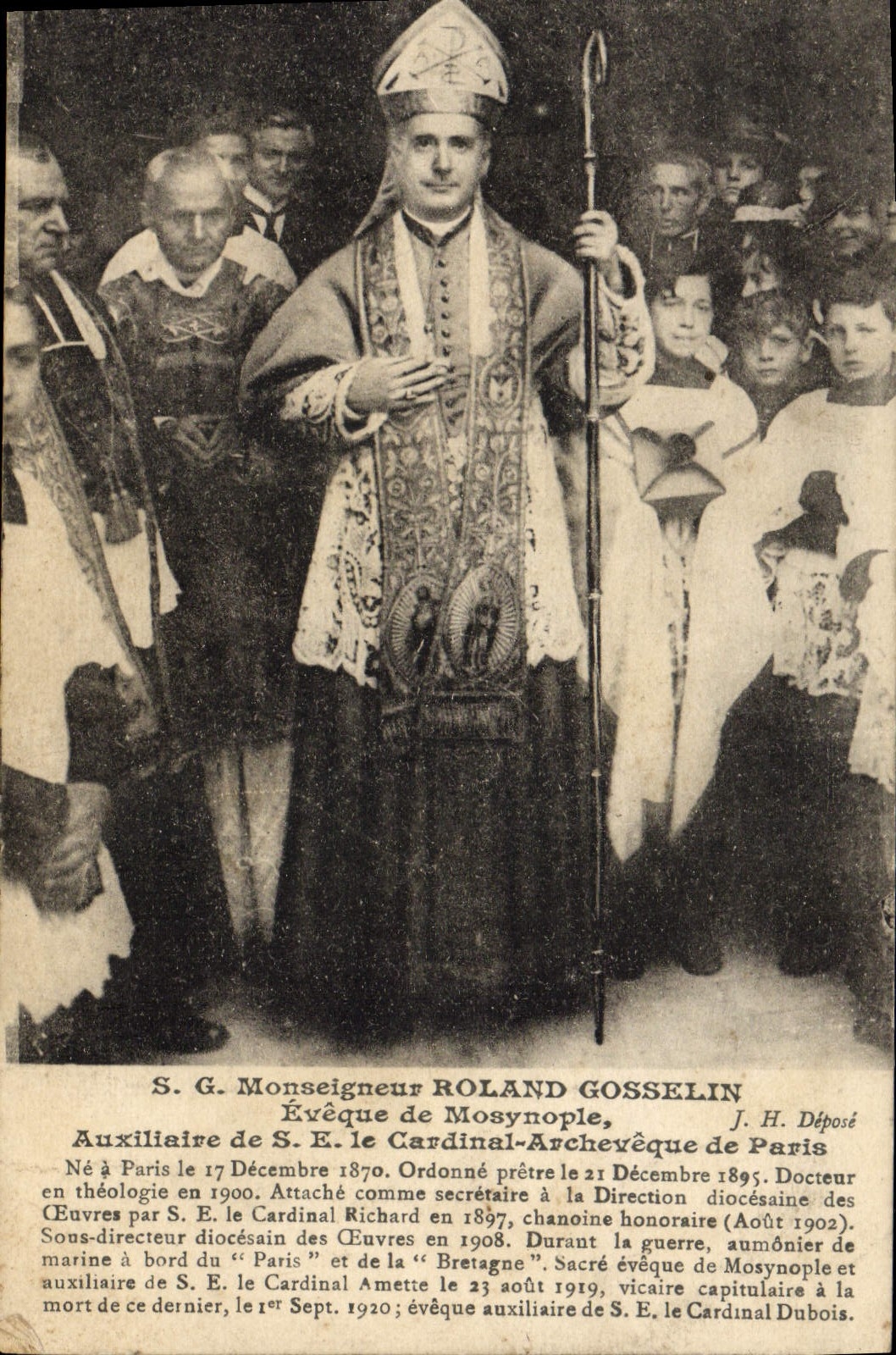 Obispo de Rolando Gosselin del Monseigneur del SG de la POSTAL de la VENDIMIA de Mosynopie