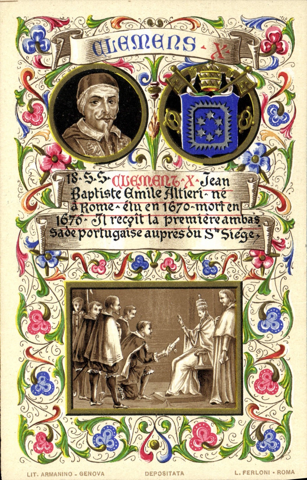 VINTAGE POSTCARD Pope Clement X