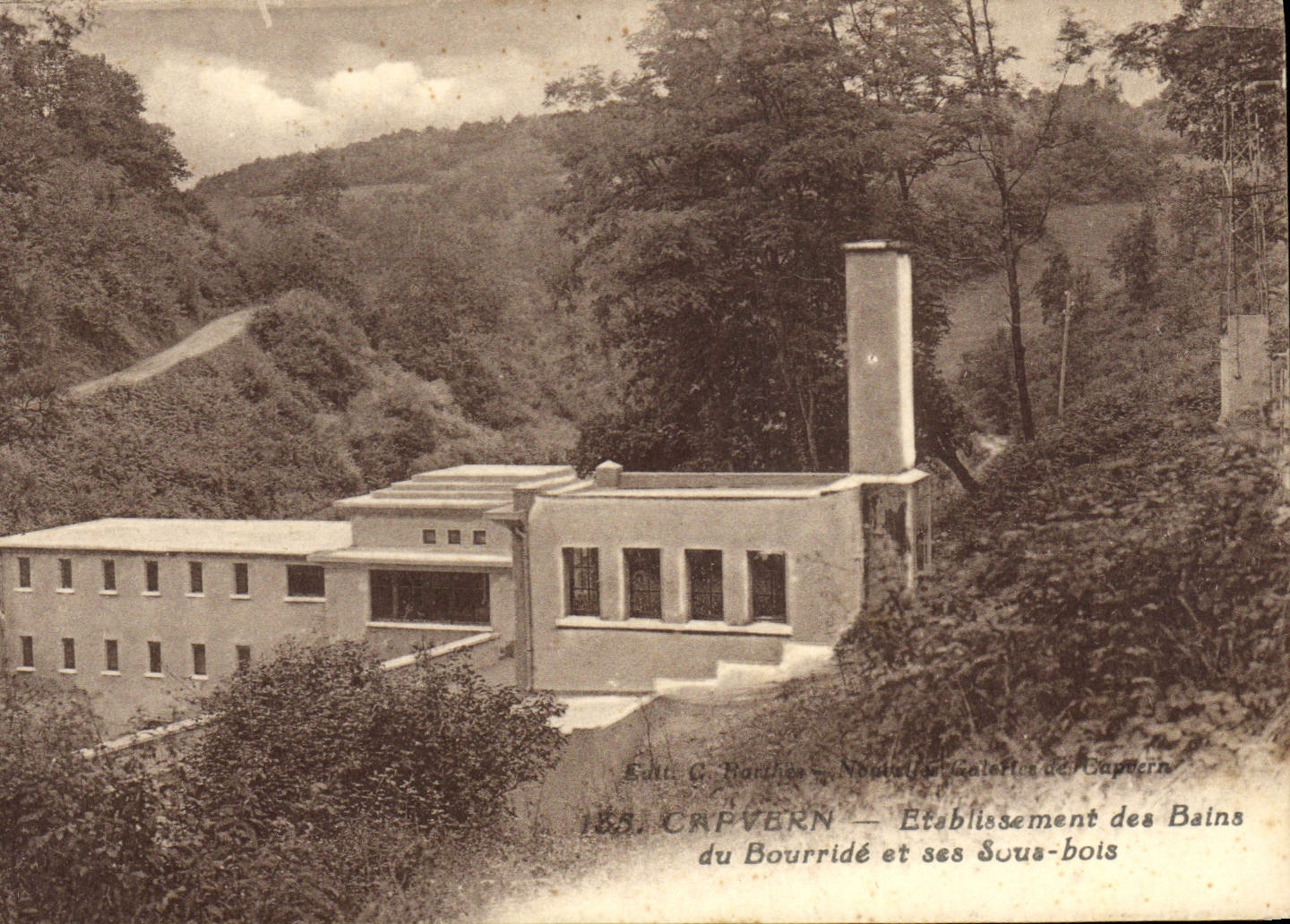 VINTAGE POSTCARD Hydrotherapy Capvern Establishment of the baths of Bourride and its underwoods