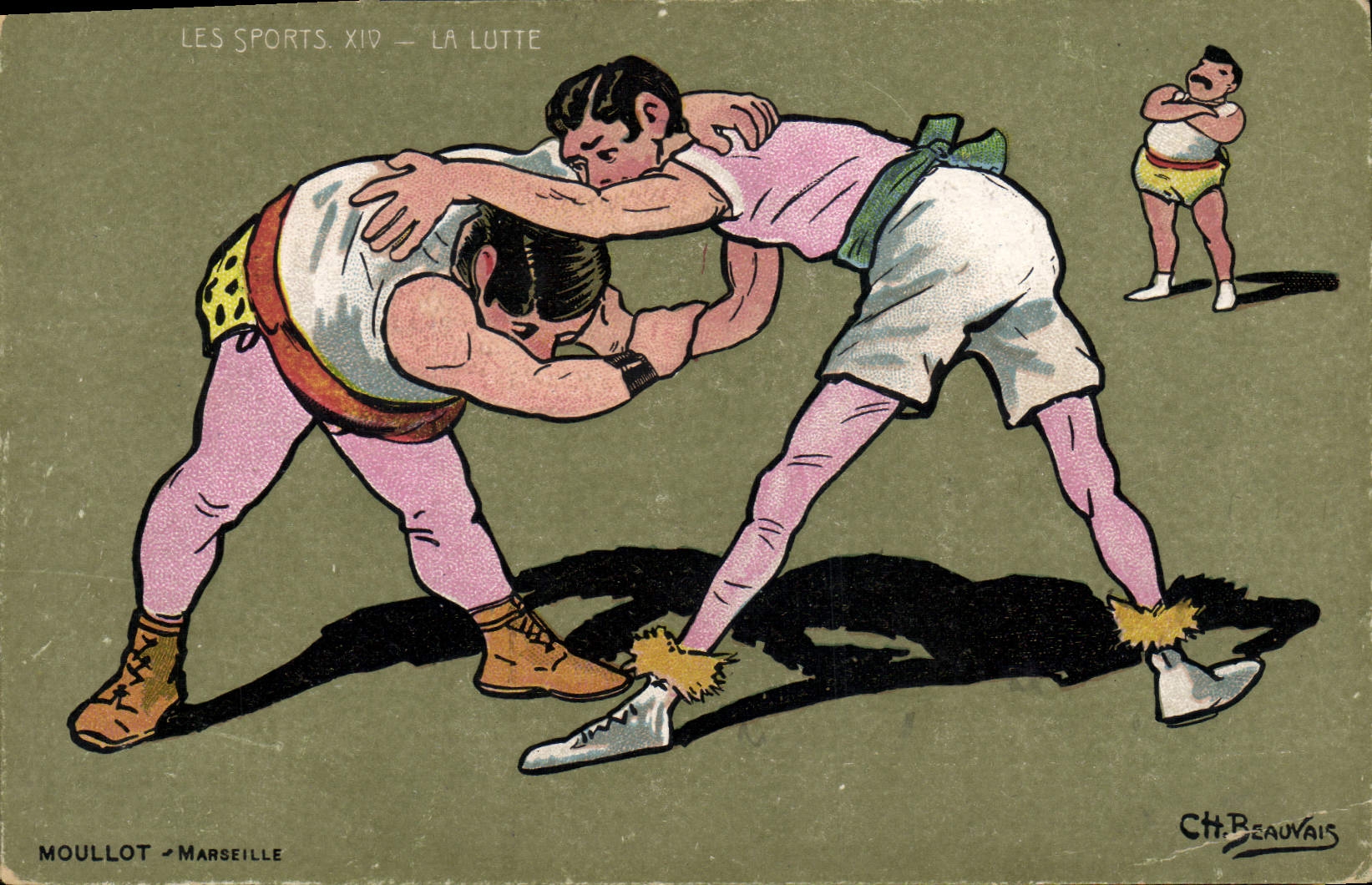 CPA Lutte Illustrateur Beauvais