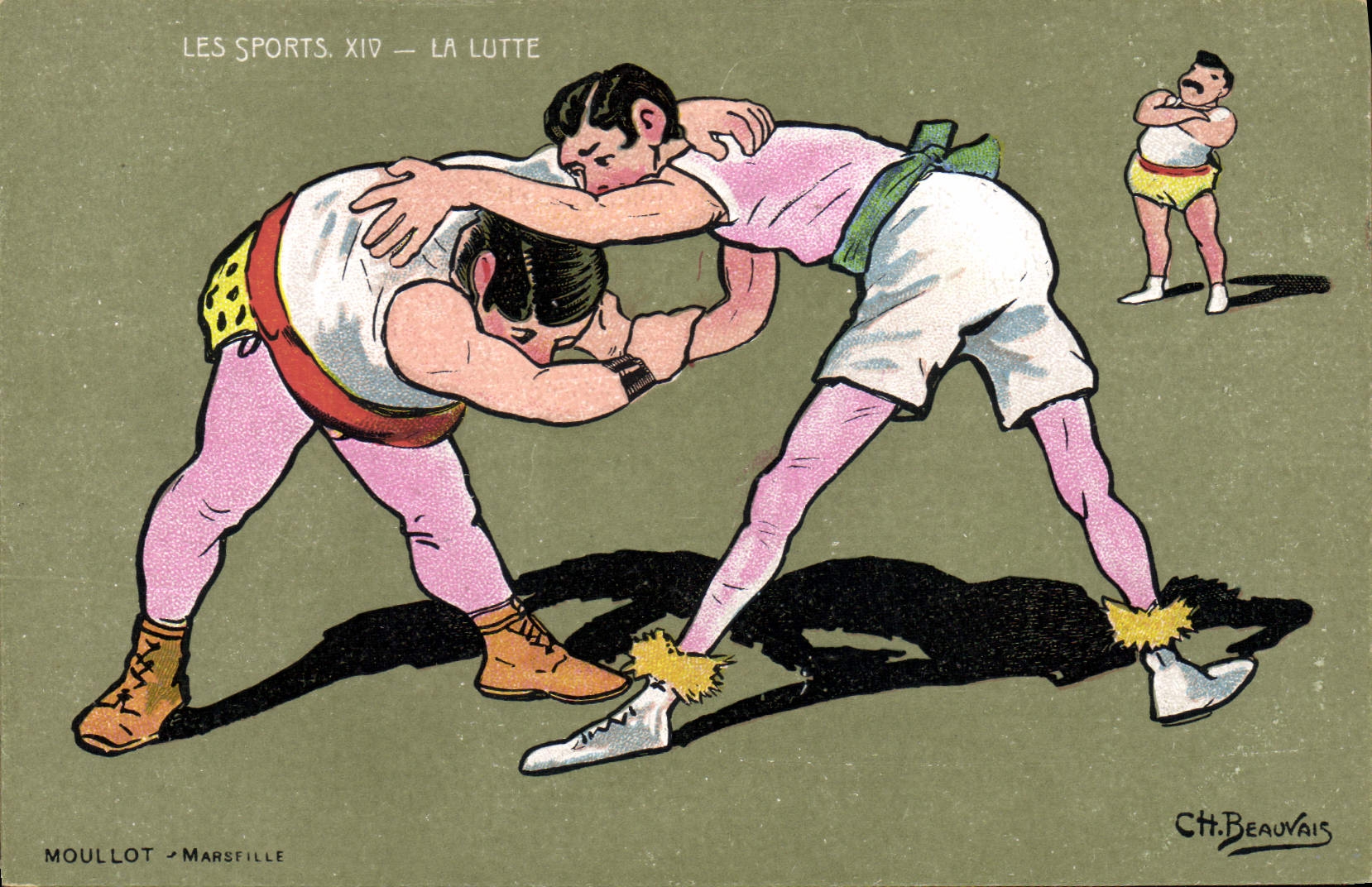 CPA Lutte Illustrateur Beauvais