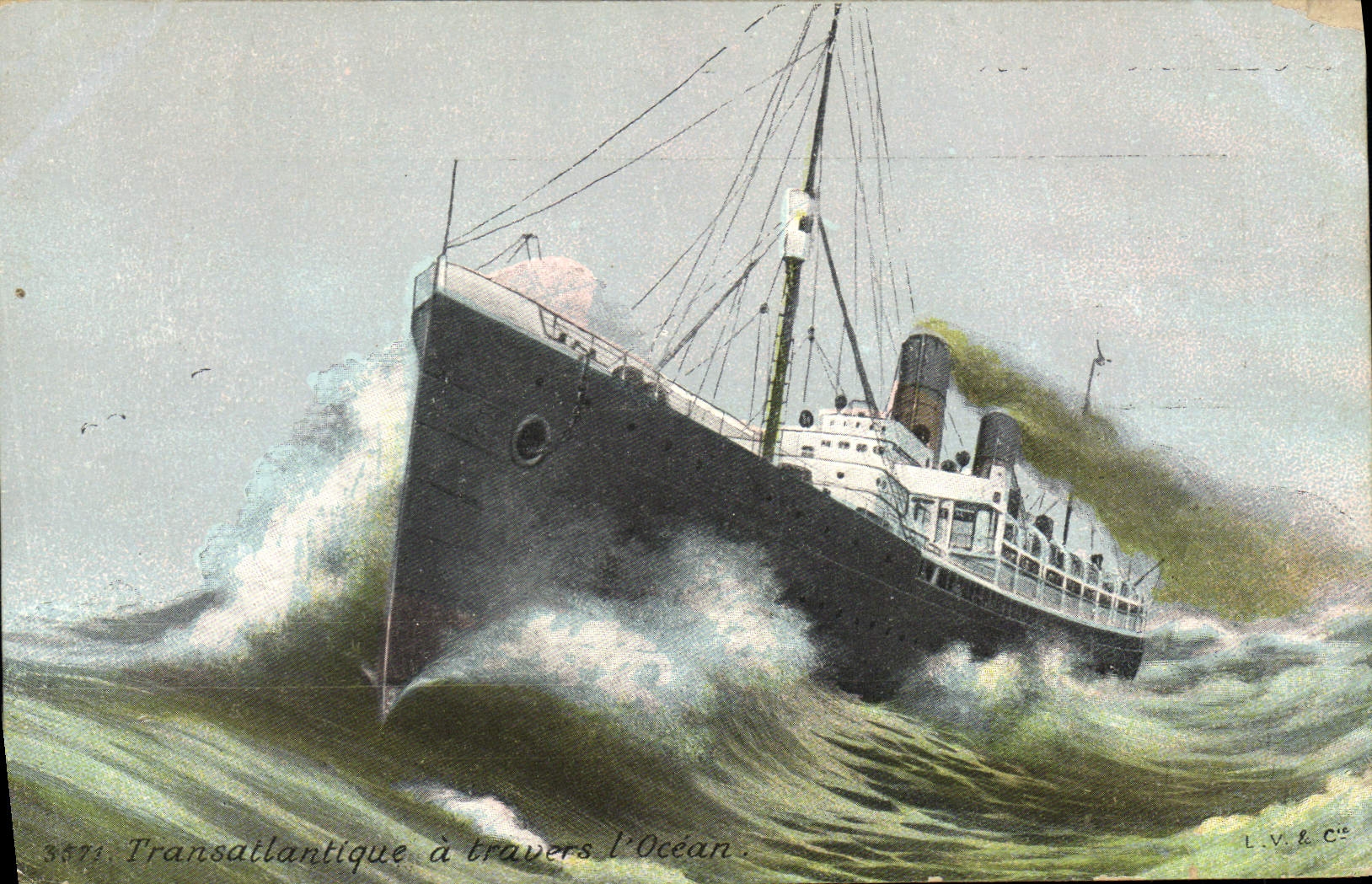 CPA Bateau Paquebot Transatlantique a travers l'ocean