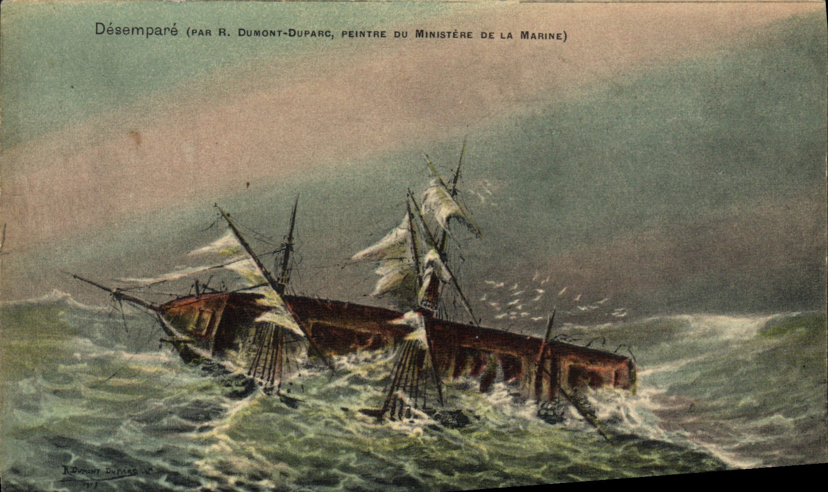 VINTAGE POSTCARD Bateau Disables