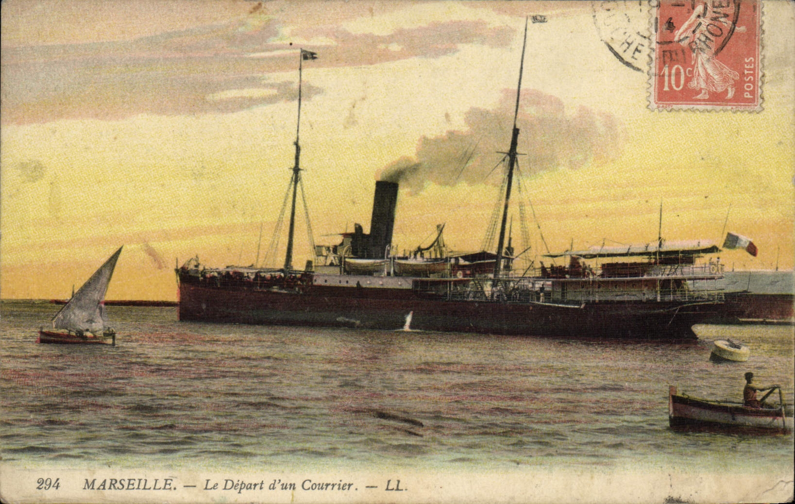 CPA Bateau Marseille Le depart d'un courrier