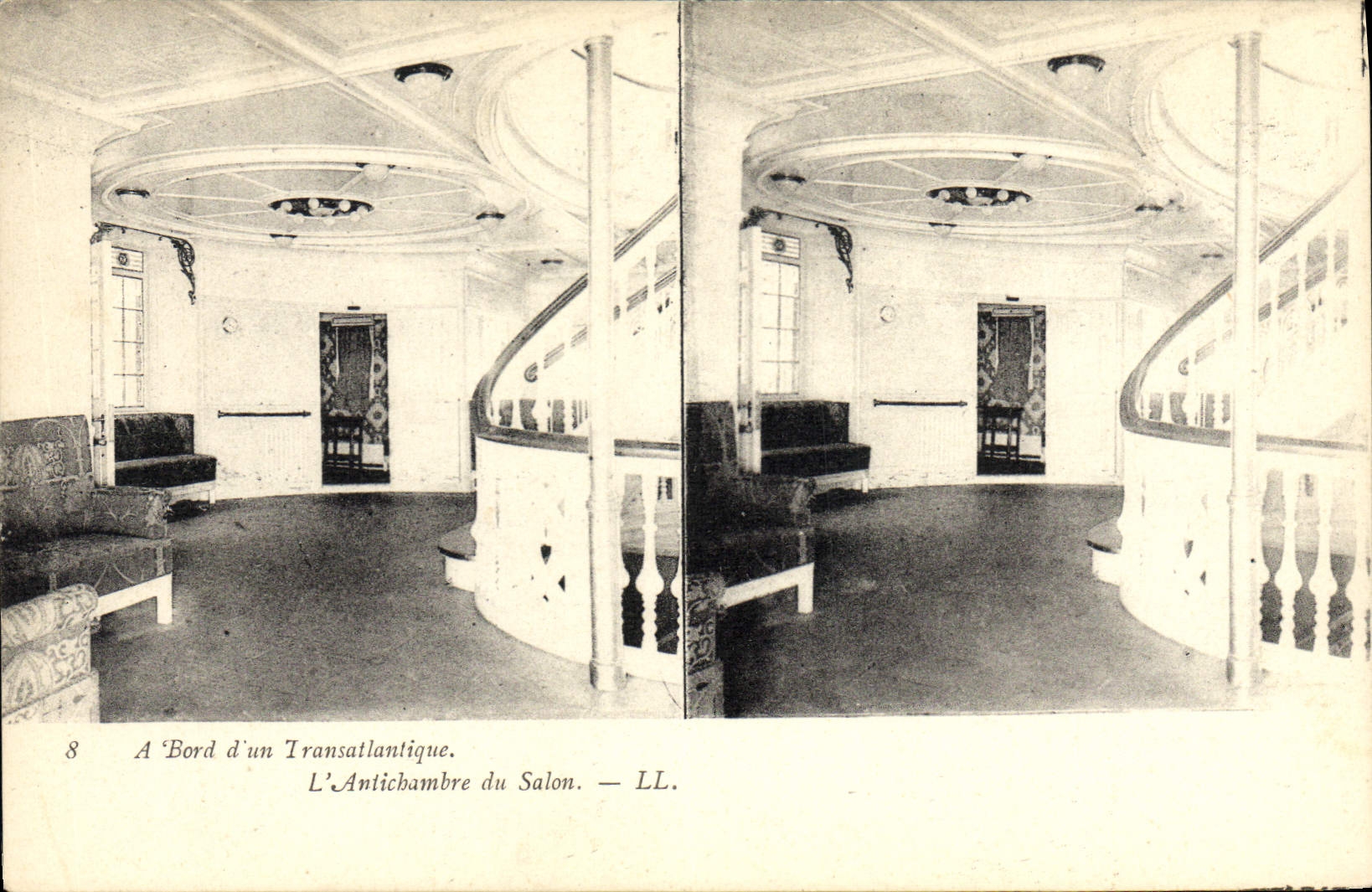 VINTAGE POSTCARD Bateau Steamer has edge of a deck chair the anteroom of the living room