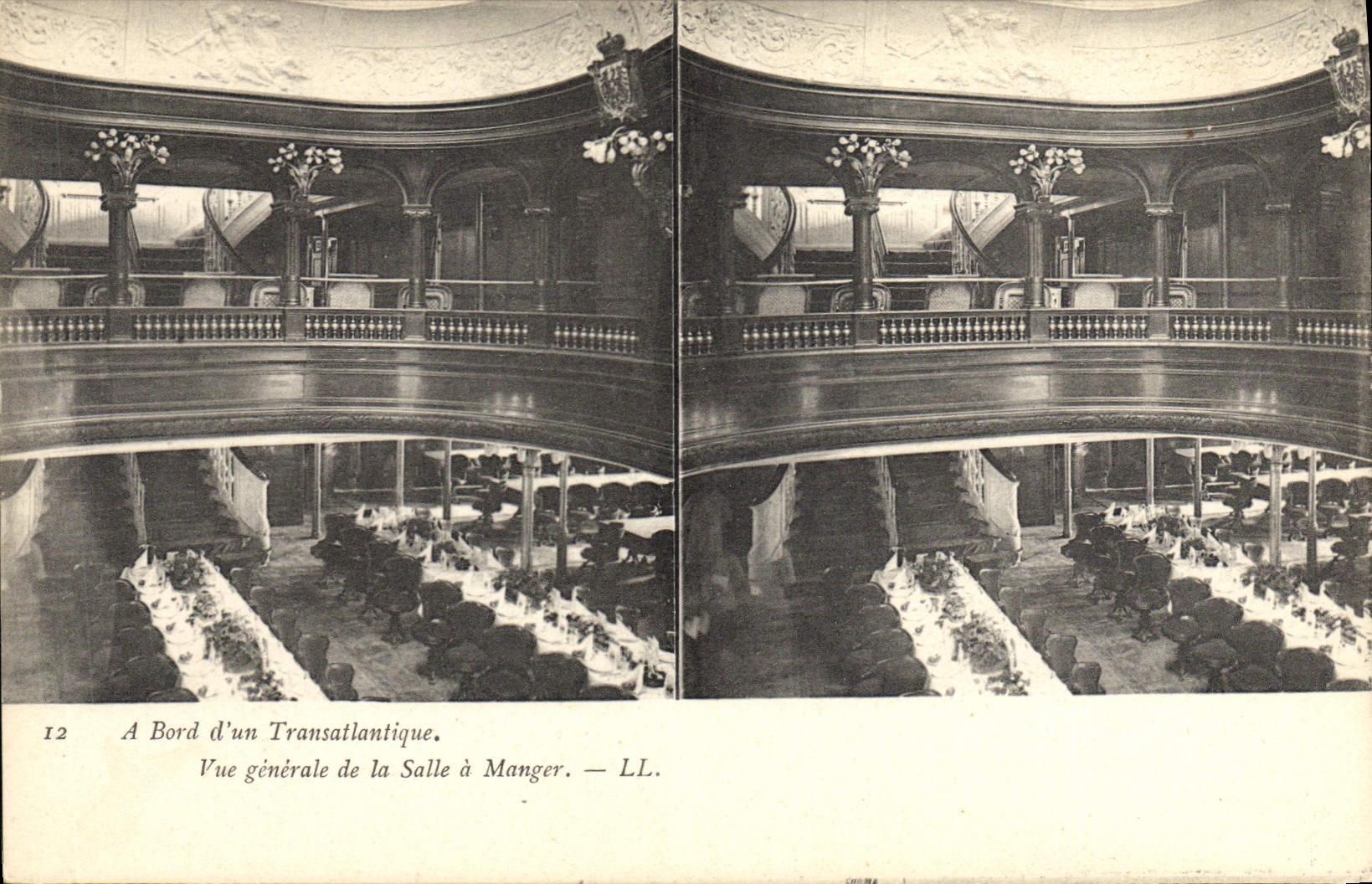 VINTAGE POSTCARD Bateau Steamer View has edge of a deck chair of dining room