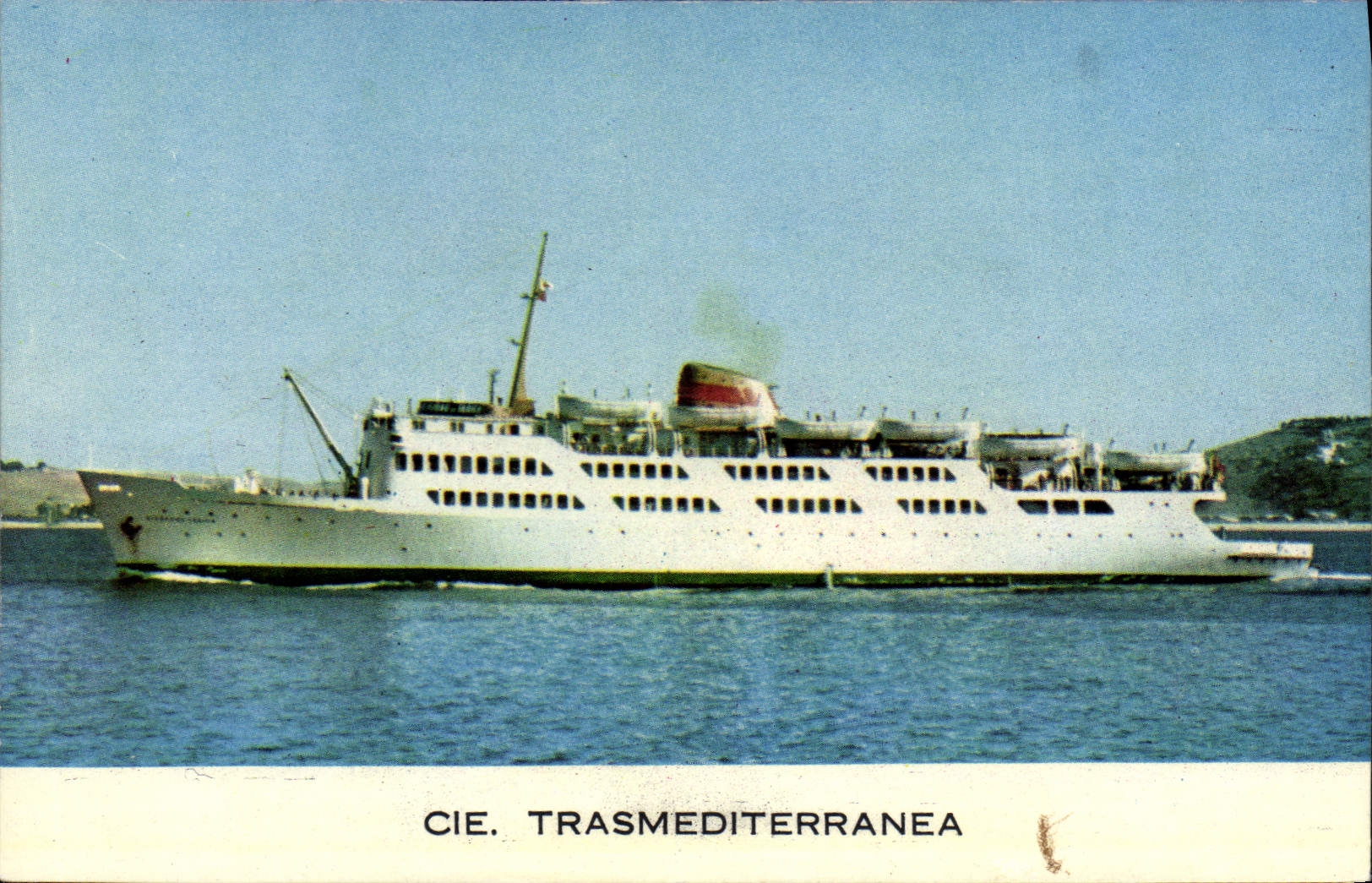 VINTAGE POSTCARD Boat Steamer Co Trasmediterranea Crossed of the Straits of Gibraltar Mail Algeciras Tangier
