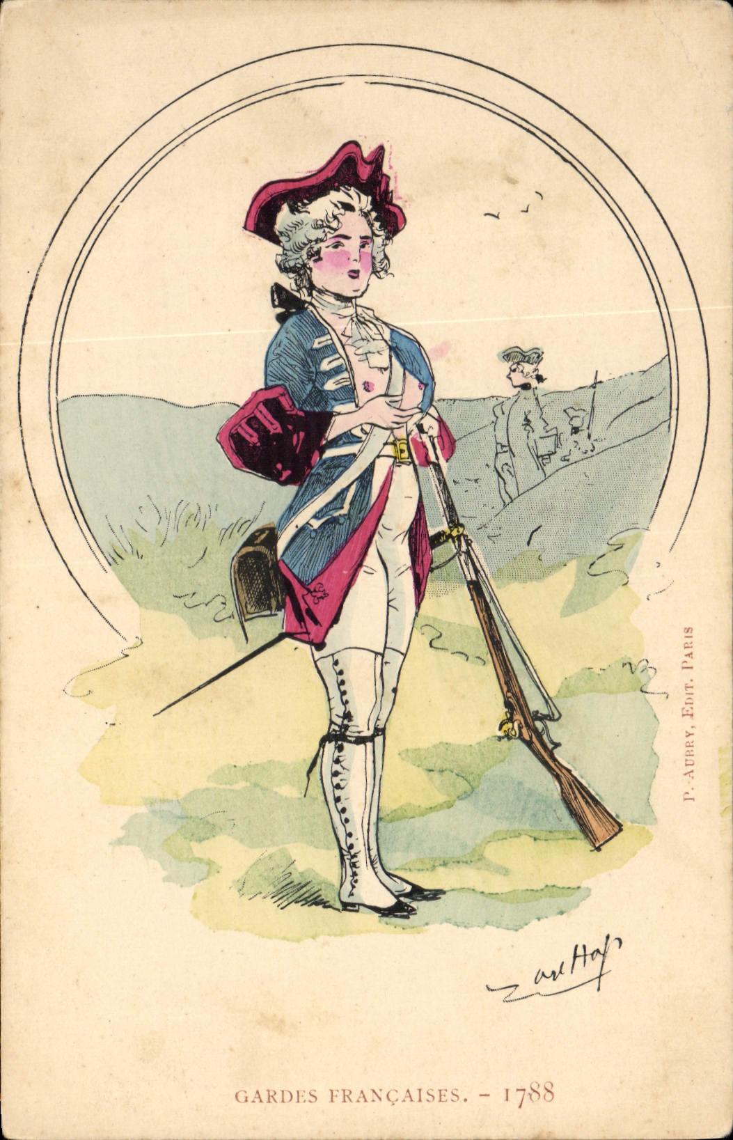 CPA Fantaisie Illustrateur Gardes francaises 1788