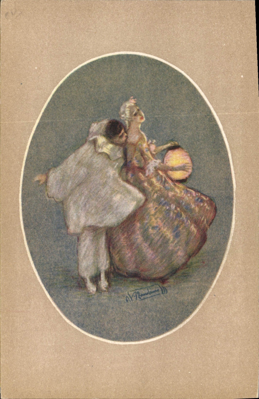 CPA Fantaisie Illustrateur Femme Pierrot