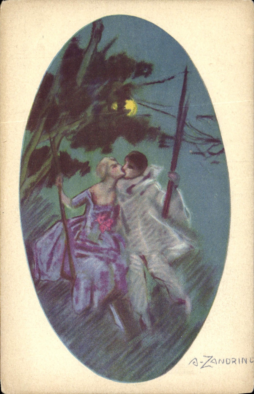 CPA Fantaisie Illustrateur Femme Pierrot