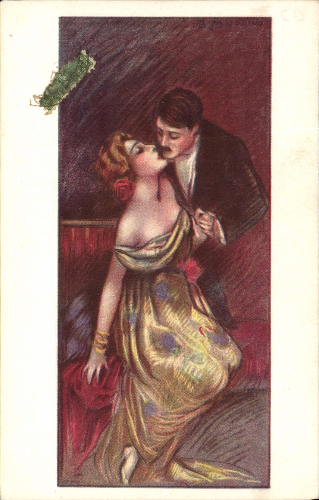 VINTAGE POSTCARD Fantasy Illustrator Woman Man