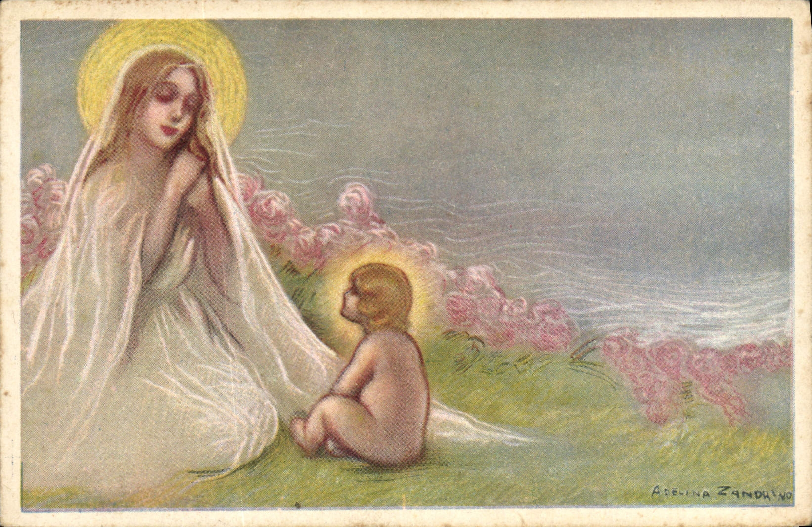 CPA Fantaisie Illustrateur Femme Enfant