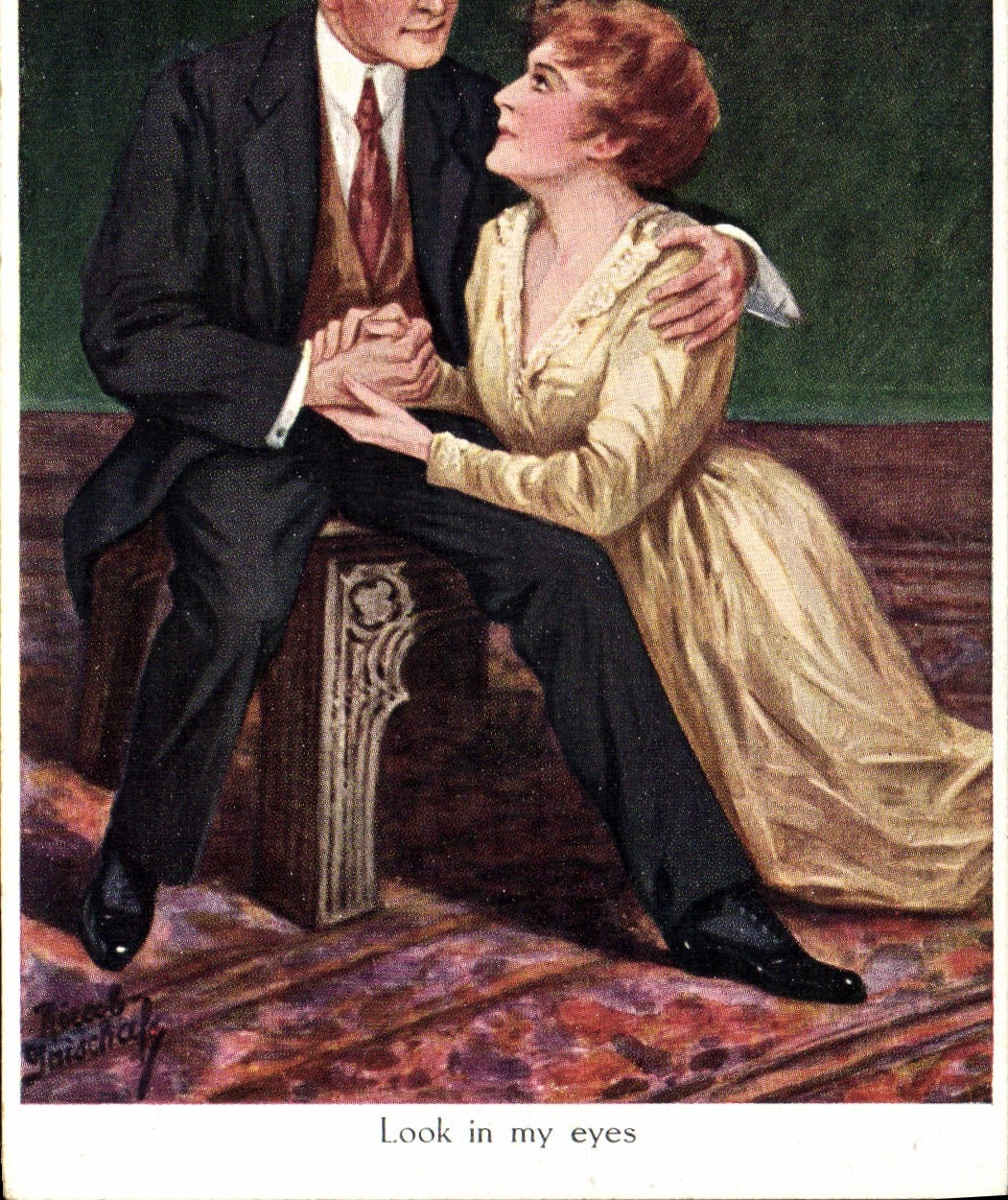 VINTAGE POSTCARD Fantasy Illustrator Woman Look in my eyes