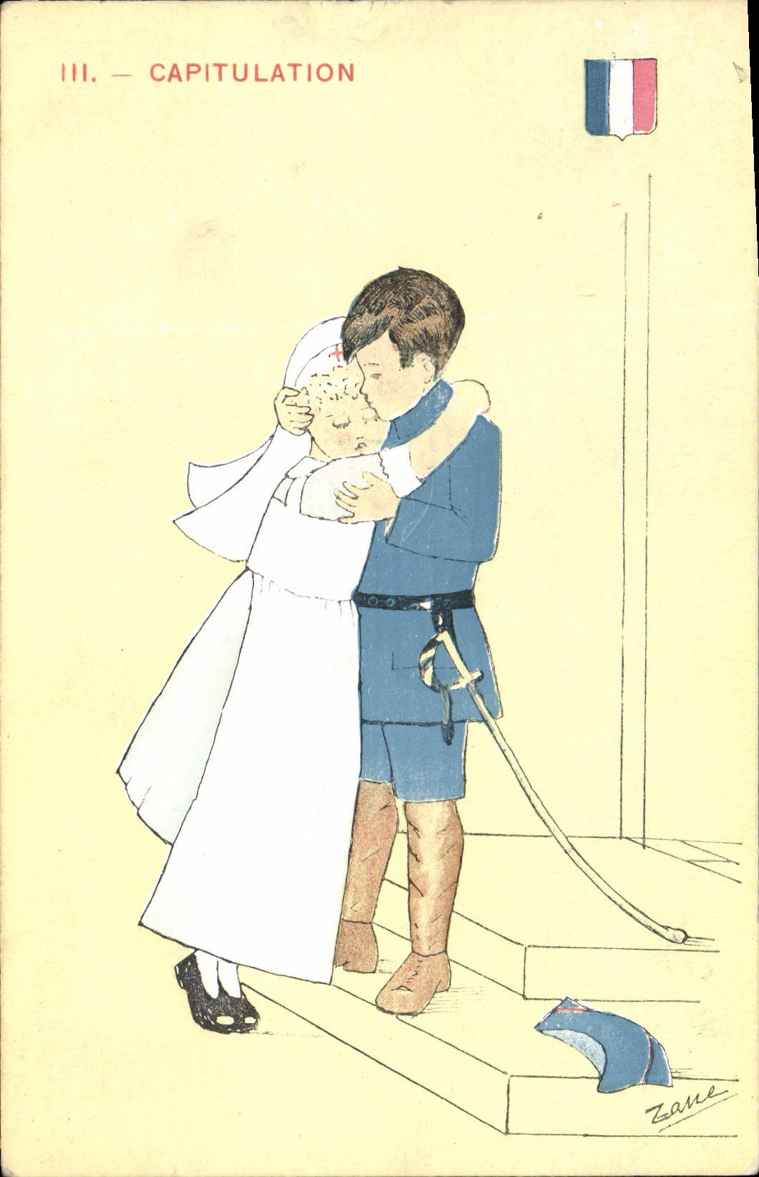 CPA Fantaisie Illustrateur Infirmiere Capitulation Militaria 