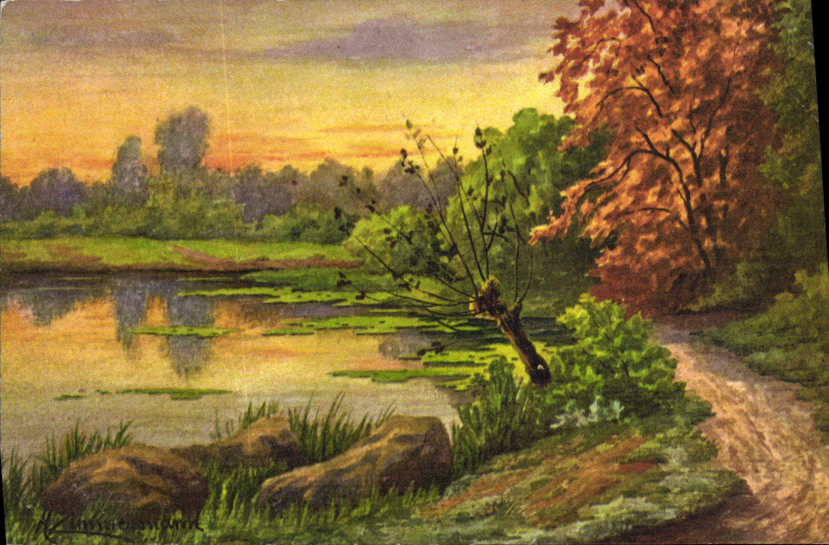 CPA Fantaisie Illustrateur Paysage