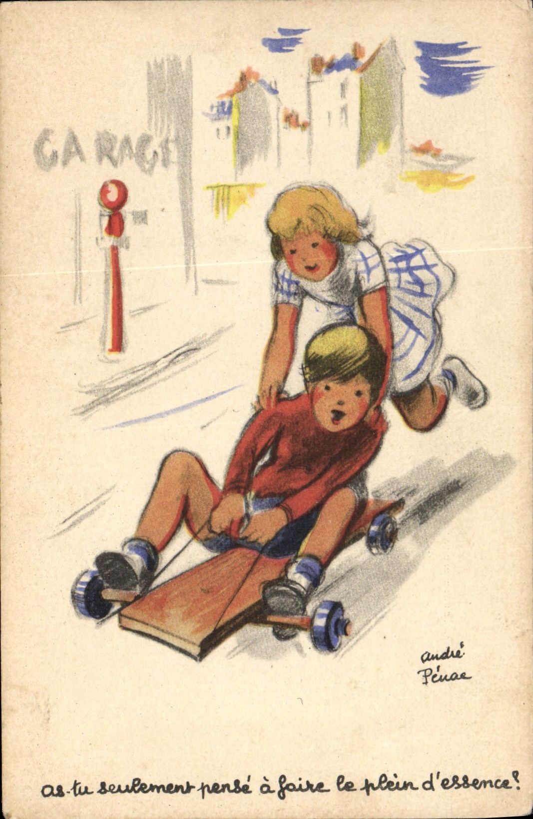 VINTAGE POSTCARD Fantasy Illustrator Children Andre penac