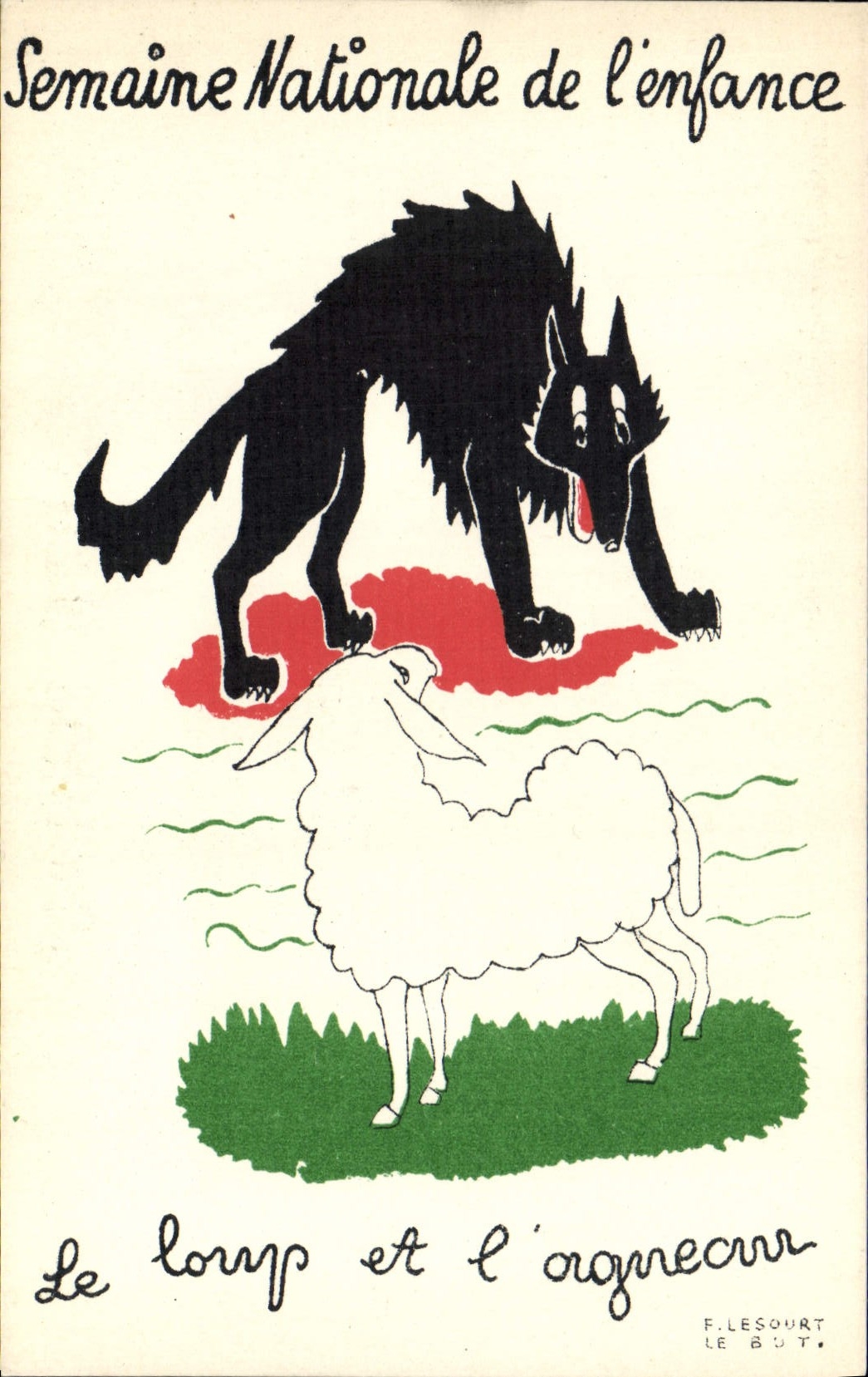 CPA Semaine nationale de l'enfance Le loup et l'agneau
