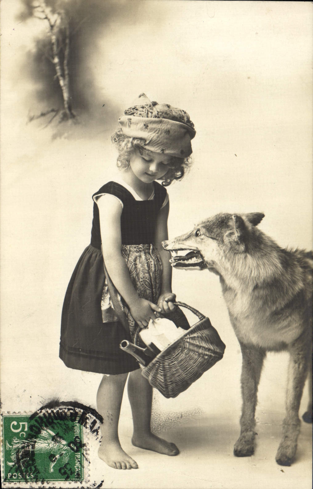 VINTAGE POSTCARD Child Wolf