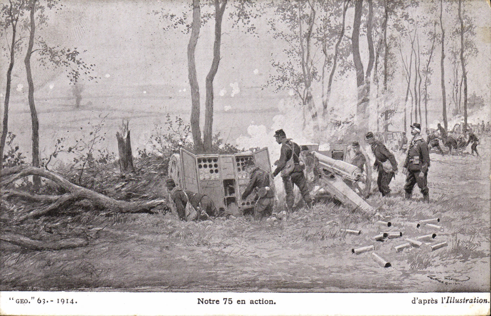 CPA Militaria Notre 75 en action