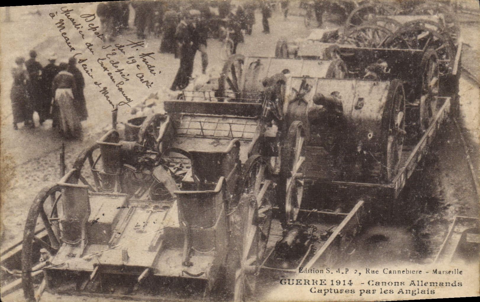 Capturas alemanas de los armas de Militaria de la POSTAL de la VENDIMIA por el inglés