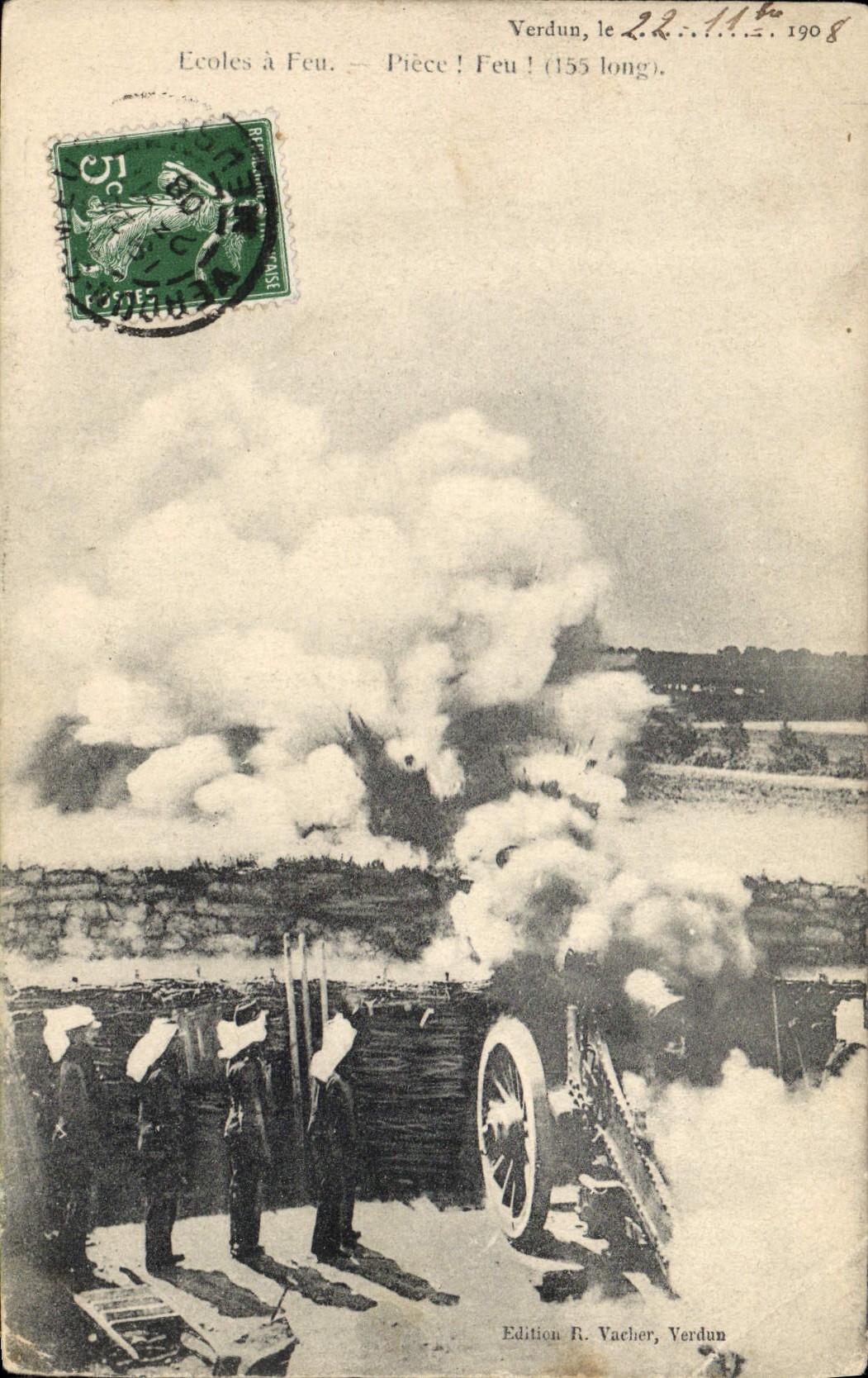 CPA Militaria Ecoles a feu Piece Feu 