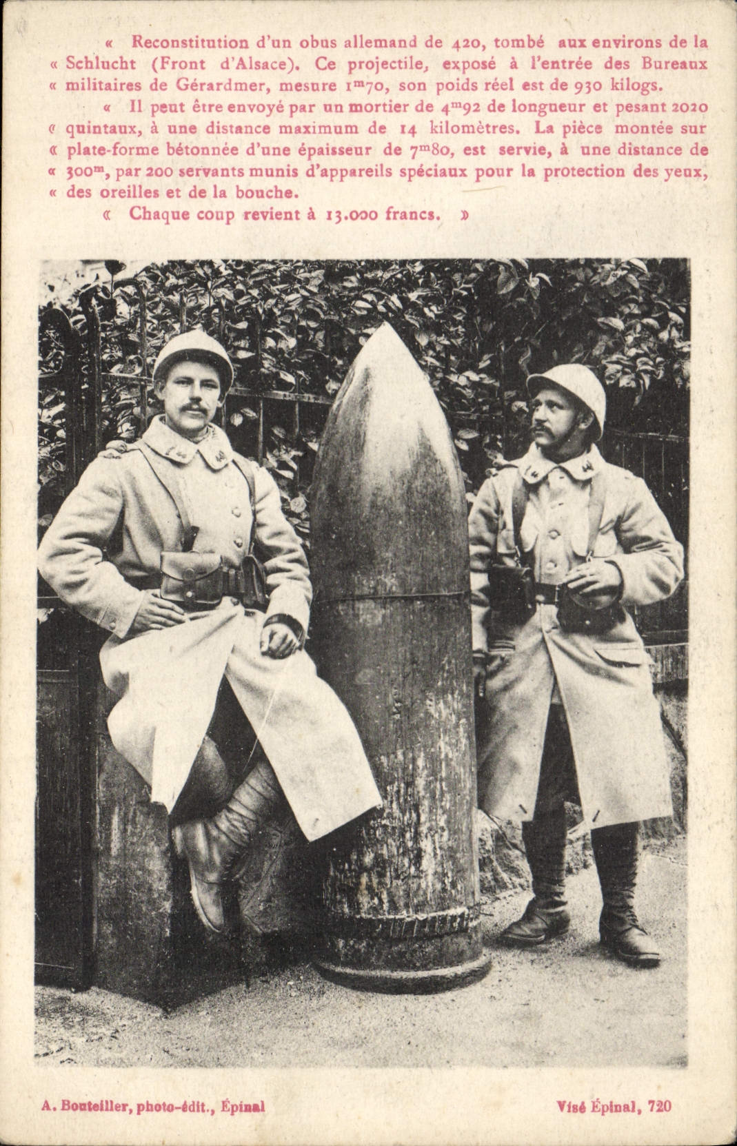 CPA Militaria Obus allemand de 420