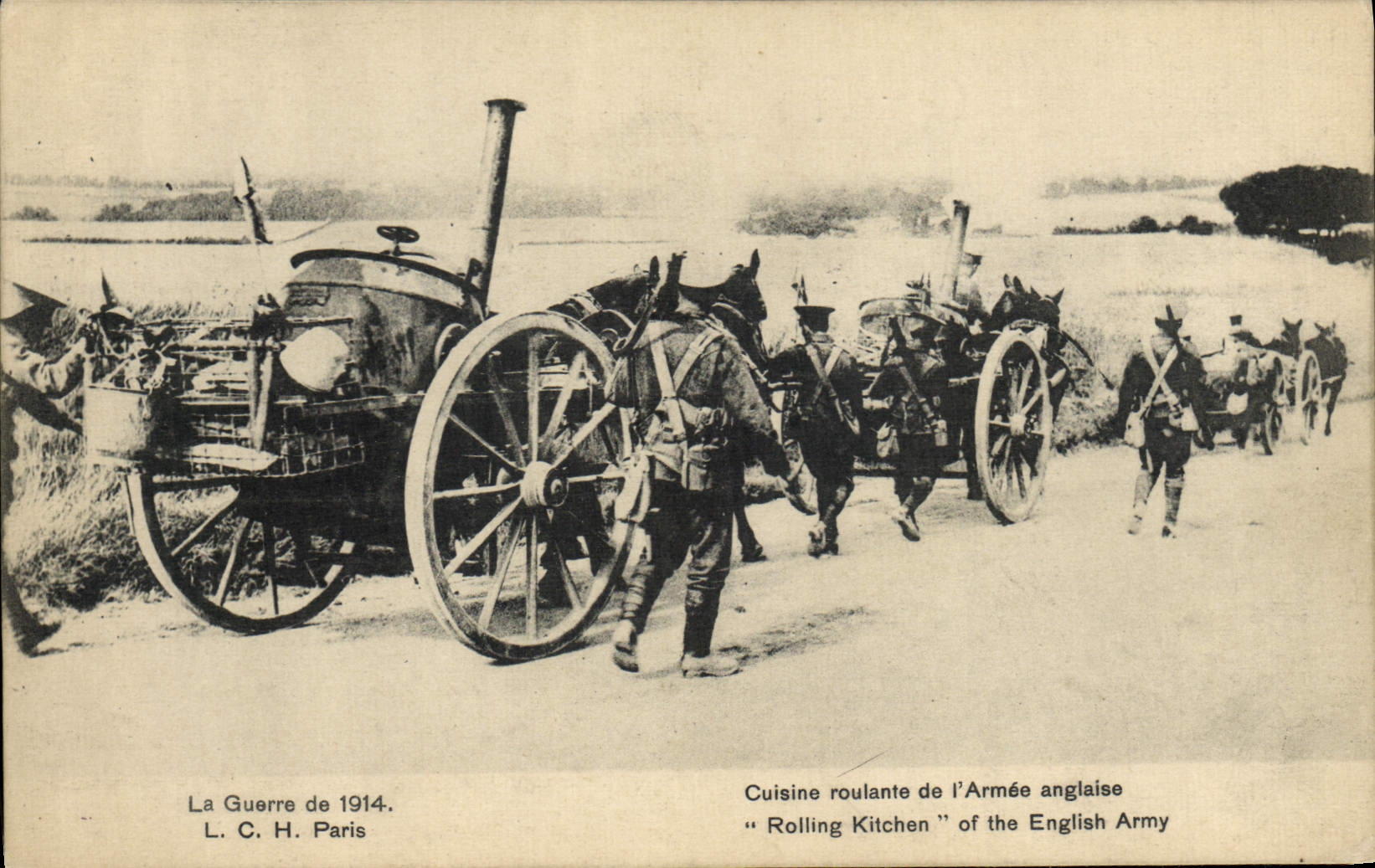 Ejército inglés que viaja de los cocineros de Militaria de la POSTAL de la VENDIMIA