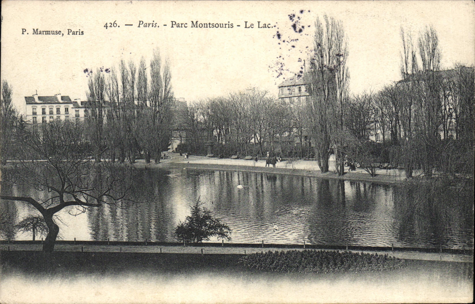 VINTAGE POSTCARD Paris Montsouris Park the lake