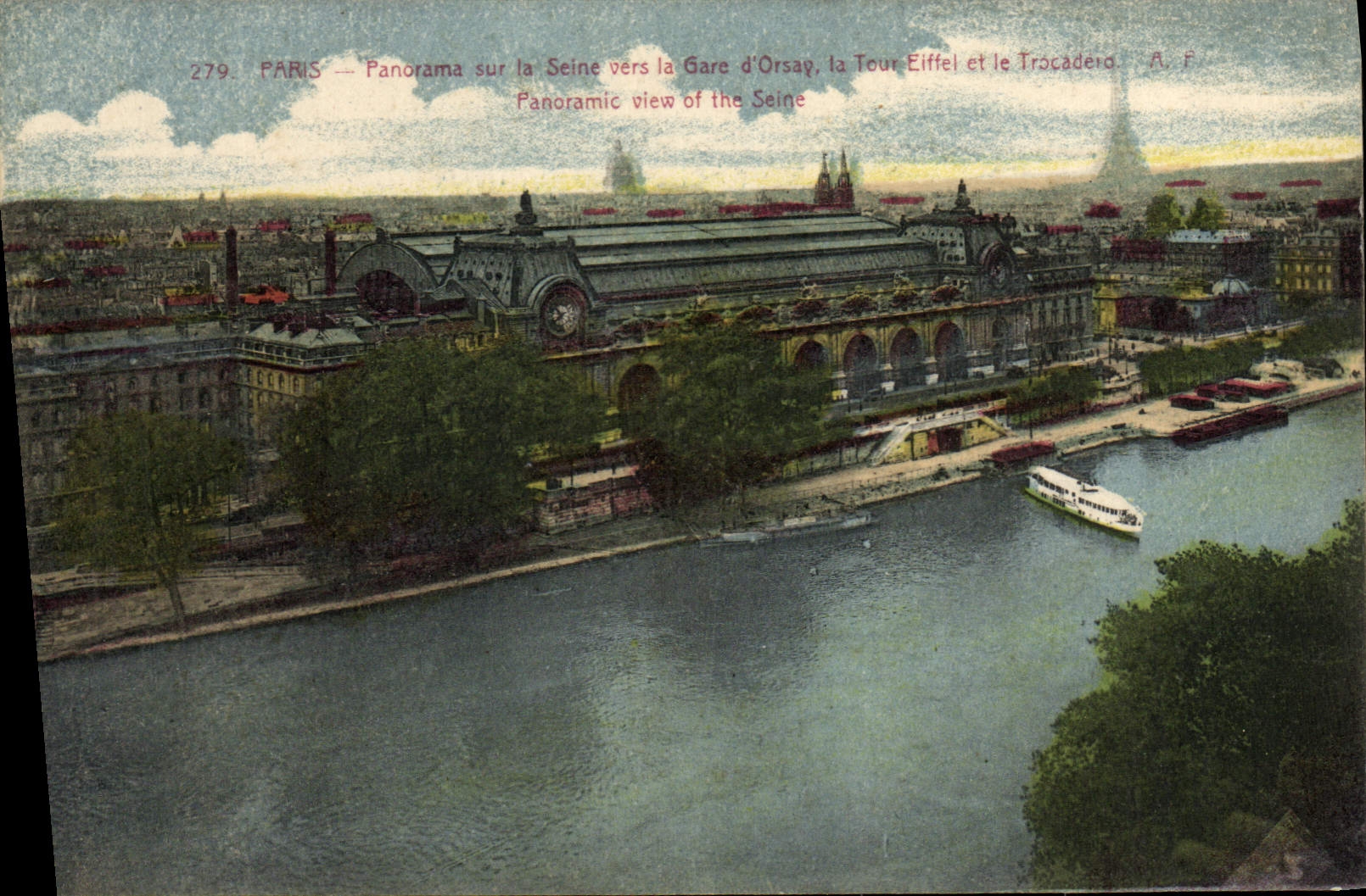 CPA Paris Panorama Sur La Seine Vers La Gare D'Orsay la Tour Eiffel et le Trocadero