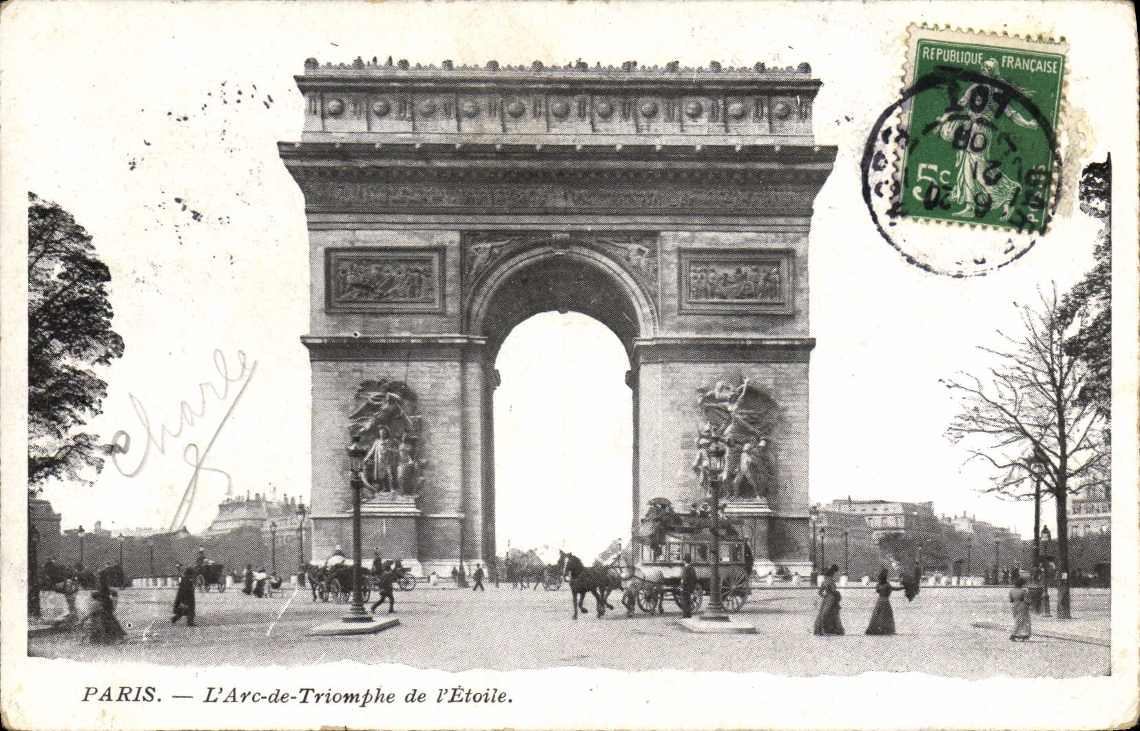 VINTAGE POSTCARD Paris Arc de Triomphe De I' Etoile