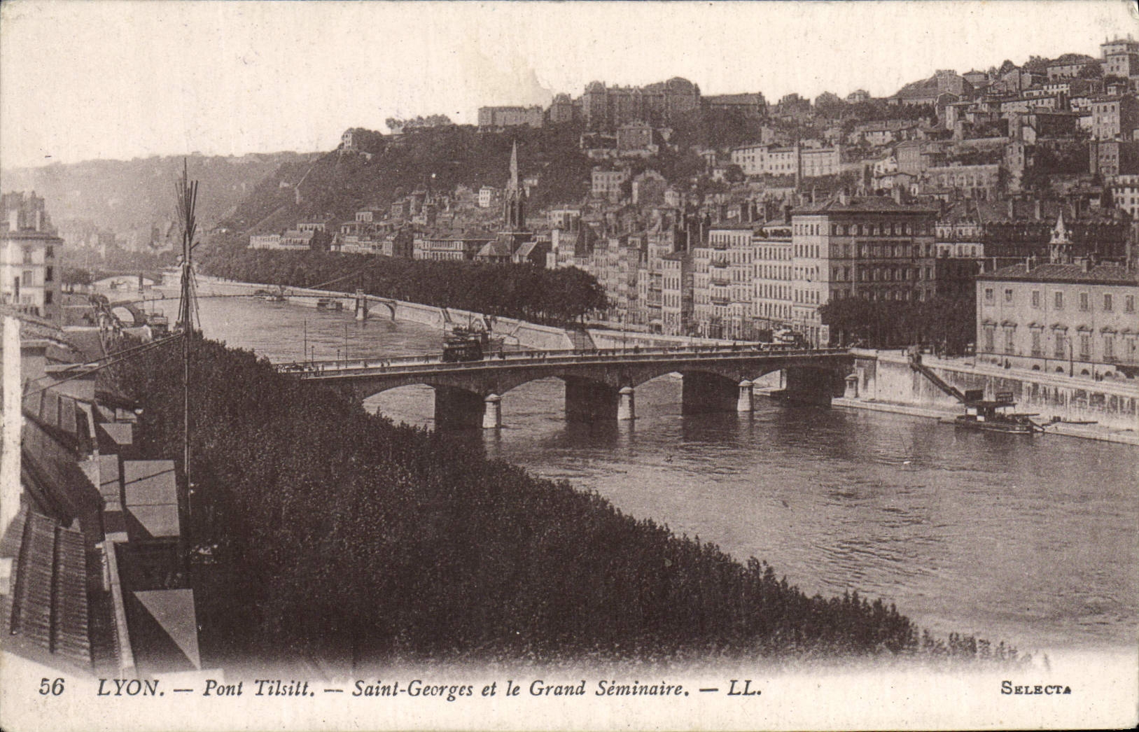 VINTAGE POSTCARD Lyon Bridge Holy Tilsitt Georges And the Great Seminar