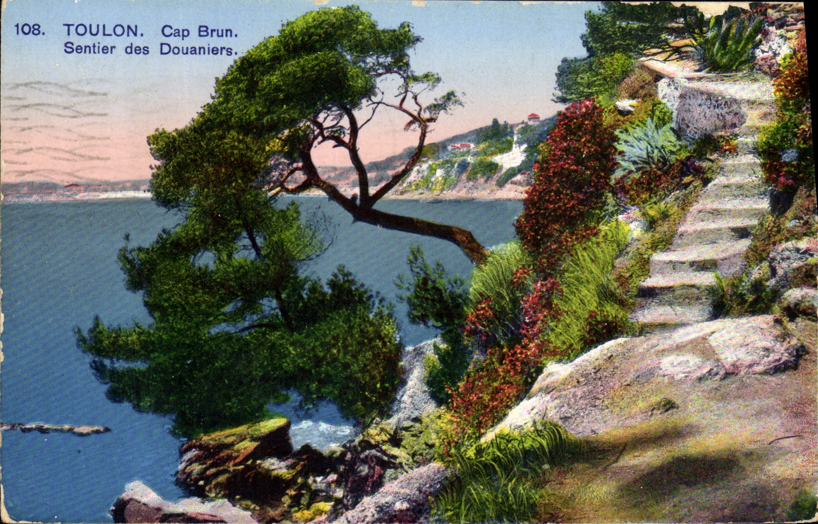 VINTAGE POSTCARD Toulon Cape Brown Coastguard Path