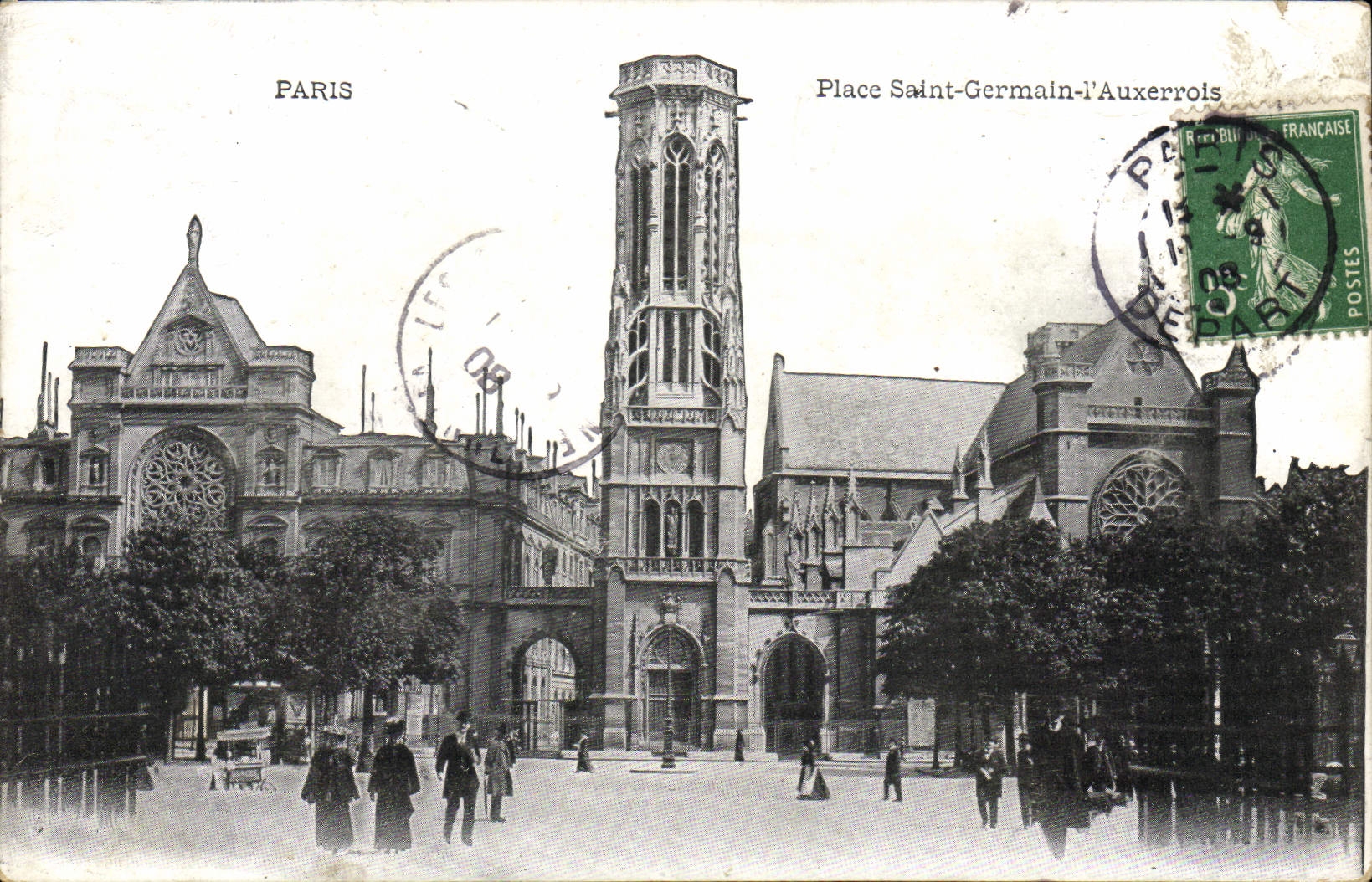 VINTAGE POSTCARD Paris Places the Resident of Auxerre Saint Germain